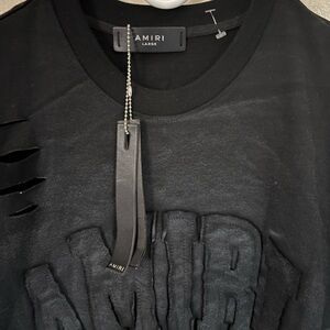 AMIRI Black Distressed Logo Tee